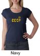 CCCP Ladies T-shirt Soviet Union USSR Insignia Scoop Neck Shirt