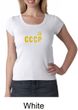 CCCP Ladies T-shirt Soviet Union USSR Insignia Scoop Neck Shirt