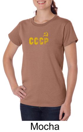 CCCP Ladies T-shirt Soviet Union USSR Russia Insignia Organic Tee