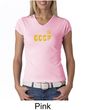 CCCP Ladies T-shirt Soviet Union USSR Russia Insignia V-neck Shirt