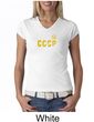 CCCP Ladies T-shirt Soviet Union USSR Russia Insignia V-neck Shirt