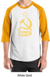 CCCP Shirt Distressed Soviet Union Communism Adult Raglan Shirt