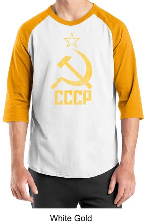 CCCP Shirt Distressed Soviet Union Communism Adult Raglan Shirt
