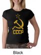 CCCP Shirt Distressed Soviet Union Communism Ladies Crew Neck Shirt