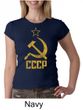 CCCP Shirt Distressed Soviet Union Communism Ladies Crew Neck Shirt