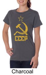 CCCP Shirt Distressed Soviet Union Communism Ladies Organic T-shirt