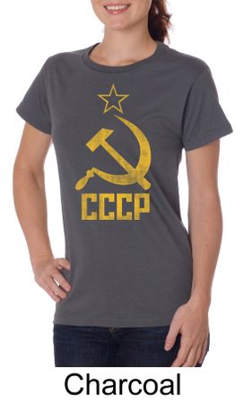 CCCP Shirt Distressed Soviet Union Communism Ladies Organic T-shirt
