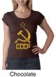 CCCP Shirt Distressed Soviet Union Communism Ladies Scoop Neck Shirt