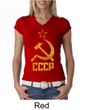 CCCP Shirt Distressed Soviet Union Communism Ladies V-neck Shirt