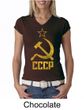 CCCP Shirt Distressed Soviet Union Communism Ladies V-neck Shirt