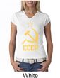 CCCP Shirt Distressed Soviet Union Communism Ladies V-neck Shirt