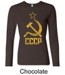 CCCP Shirt Distressed Soviet Union Ladies Long Sleeve Shirt