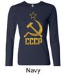 CCCP Shirt Distressed Soviet Union Ladies Long Sleeve Shirt