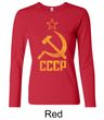 CCCP Shirt Distressed Soviet Union Ladies Long Sleeve Shirt