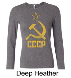 CCCP Shirt Distressed Soviet Union Ladies Long Sleeve Shirt