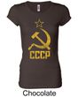 CCCP Shirt Distressed Soviet Union Ladies Longer Length Shirt