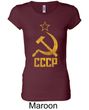 CCCP Shirt Distressed Soviet Union Ladies Longer Length Shirt