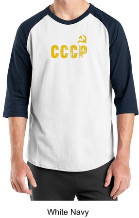 CCCP T-shirt Soviet Union USSR Russia Insignia Adult Raglan Shirt