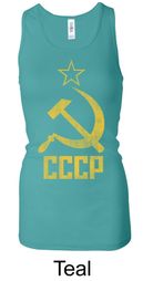 CCCP Tank Distressed Communism Ladies Longer Length Racerback Tanktop