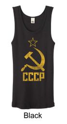 CCCP Tank Distressed Soviet Union Communism Ladies Organic Tanktop