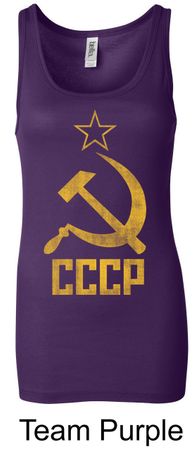 CCCP Tank Distressed Soviet Union Ladies Longer Length Tanktop