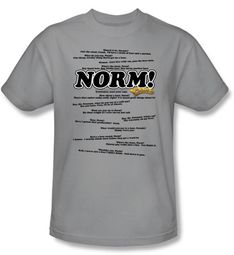 Cheers Norm T-shirt - Normisms Adult Silver Tee Shirt