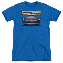 Chevy 1957 Bel Air Grille Royal Blue Ringer Shirt