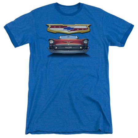 Chevy 1957 Bel Air Grille Royal Blue Ringer Shirt