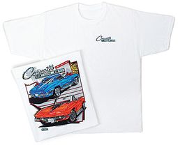 Chevy Corvette T-Shirt - Stingray Muscle Car Adult White Tee