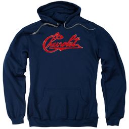 Chevy Hoodie Distressed Script Navy Sweatshirt Hoody