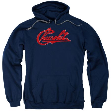 Chevy Hoodie Distressed Script Navy Sweatshirt Hoody