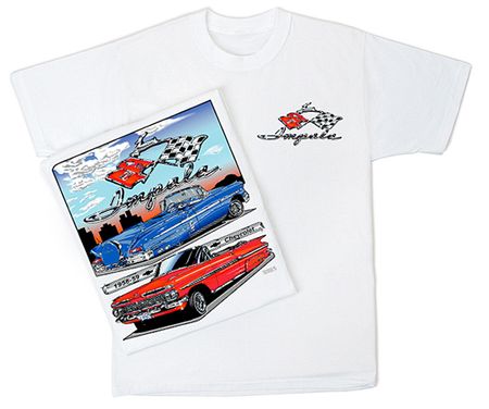Chevy Impala T-Shirt - 58 to 59 Classic Car Adult White Tee