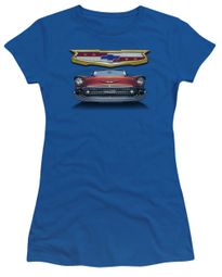 Chevy Juniors Shirt 1957 Bel Air Grille Royal Blue T-Shirt