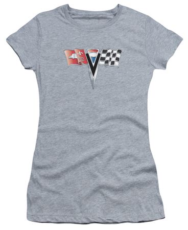Chevy Juniors Shirt 2ND Gen Vette Nose Emblem Athletic Heather T-Shirt