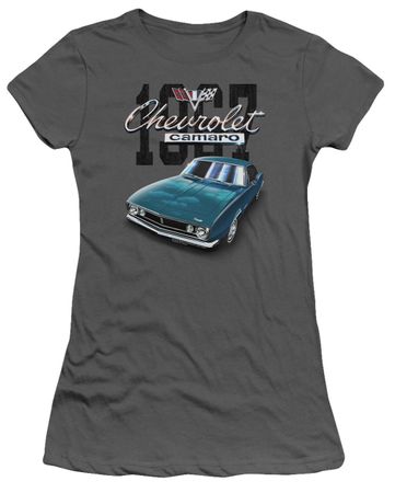 Chevy Juniors Shirt Blue Classic Camaro Charcoal T-Shirt