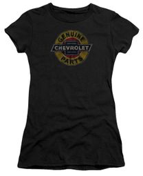 Chevy Juniors Shirt Genuine Parts Distressed Sign Black T-Shirt