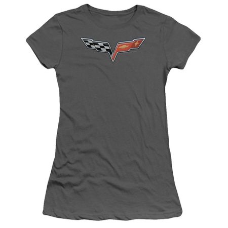 Chevy Juniors Shirt Vette Logo Charcoal T-Shirt