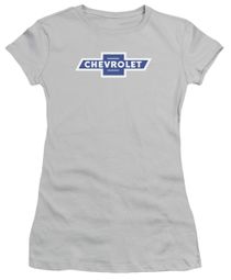 Chevy Juniors Shirt Vintage White Border Bowtie Silver T-Shirt