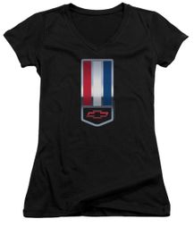 Chevy Juniors V Neck Shirt 1998 Camaro Nameplate Black T-Shirt