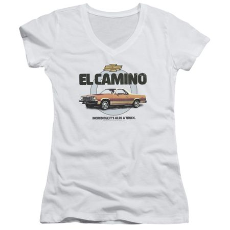 El Camino Chevy Juniors V Neck Shirt Also A Truck White T-Shirt
