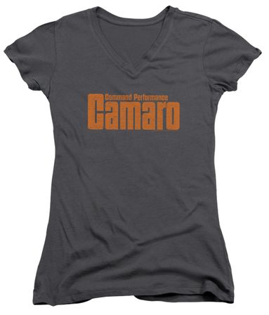 Chevy Juniors V Neck Shirt Camaro Command Performance Charcoal T-Shirt