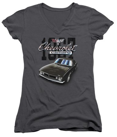 Chevy Juniors V Neck Shirt Chevrolet Classic Camaro Charcoal T-Shirt