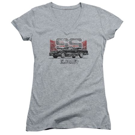 Chevy Juniors V Neck Shirt El Camino SS Sports Grey T-Shirt