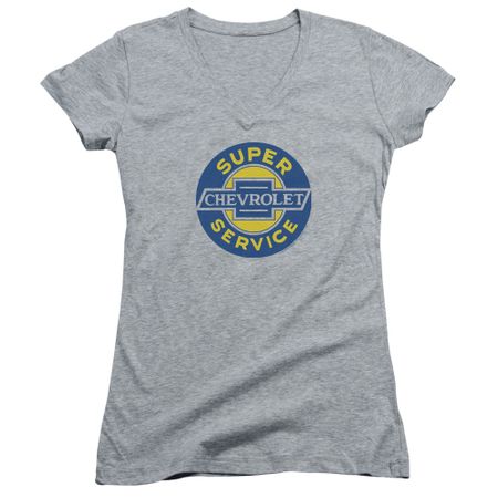 Chevy Juniors V Neck Shirt Super Service Athletic Heather T-Shirt