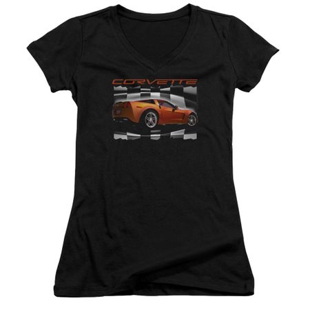 Chevy Juniors V Neck Shirt ZO6 checkered Black T-Shirt