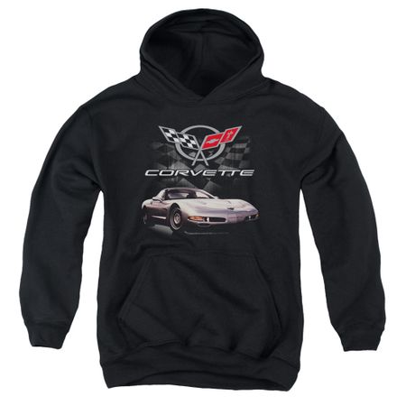 Chevy Kids Hoodie Corvette Checkered Past Black Youth Hoody