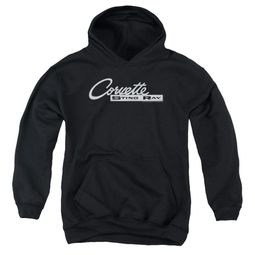 Chevy Kids Hoodie Corvette Sting Ray Chrome Logo Black Youth Hoody