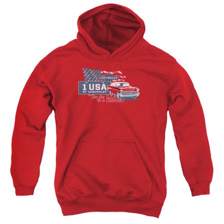 Chevy Kids Hoodie See The USA Chevrolet Red Youth Hoody