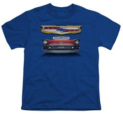 Chevy Kids Shirt 1957 Bel Air Grille Royal Blue T-Shirt
