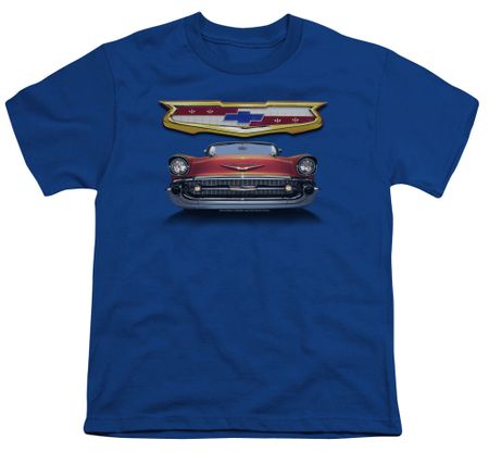 Chevy Kids Shirt 1957 Bel Air Grille Royal Blue T-Shirt